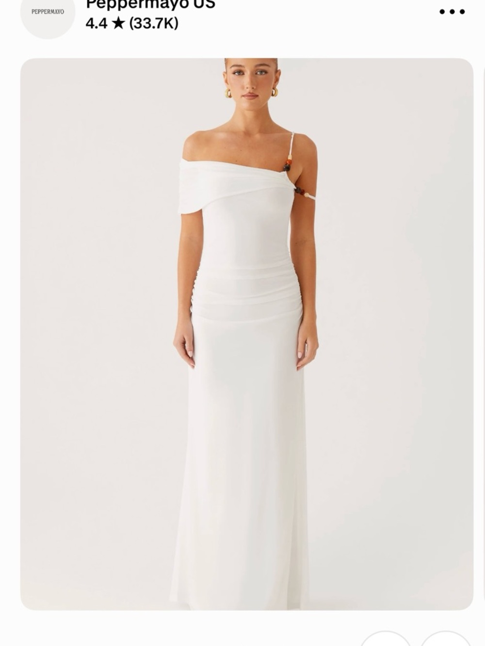 Peppermayo White One-Shoulder Maxi Gown with Embellished Strap